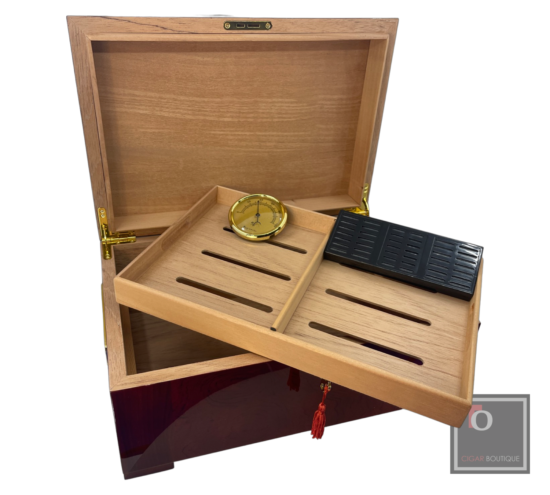 Cigar Humidor, Brigham 150 count Spanish Cedar Cigar Humidor with Hygrometer, Humidifier and Brass Keys