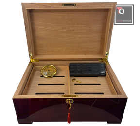 Cigar Humidor, Brigham 150 count Spanish Cedar Cigar Humidor with Hygrometer, Humidifier and Brass Keys
